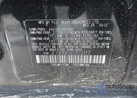 2013 Subaru Xv Crosstrek 2.0I Premium z USA, uszkodzony, nr VIN JF2GPAVC8D2810717